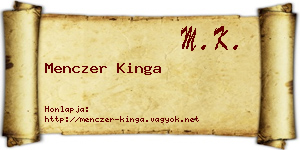 Menczer Kinga névjegykártya